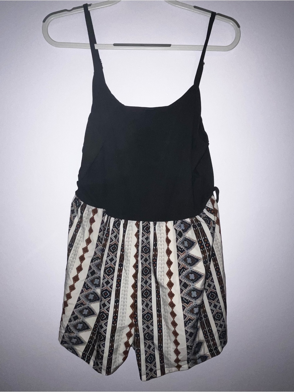 Black & Patterned Strappy Romper